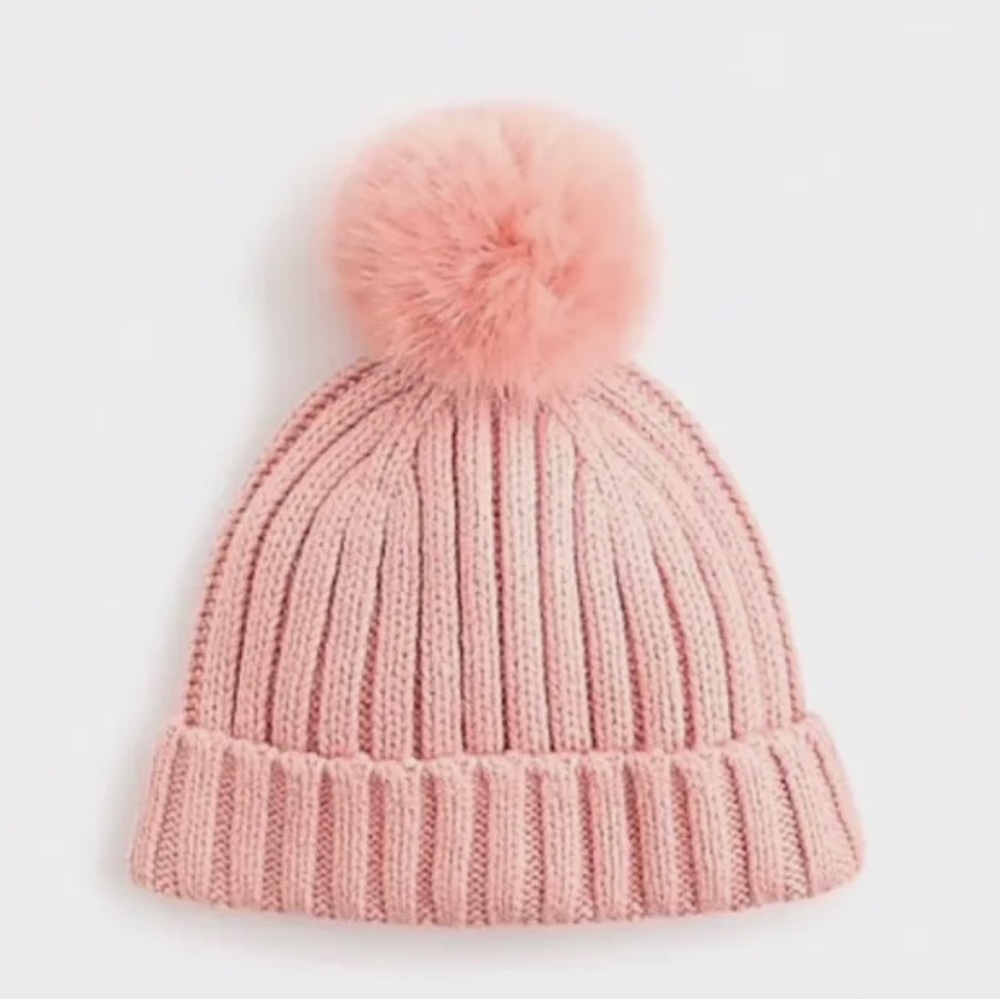 J. Crew Ribbed beanie with faux-fur pom-pom